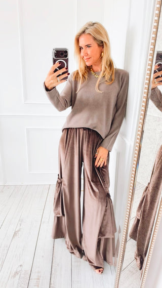 Velvet Moon Big Pocket Italian Pants- Brown