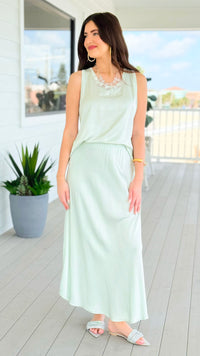Just My Type Italian Skirt- Sage