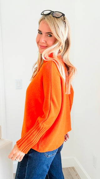 Break Free Long Sleeve Italian Sweater - Orange