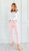 Clover Italian Joggers- Light Pink-pants-Italianissimo-Coastal Bloom Boutique, find the trendiest versions of the popular styles and looks Located in Indialantic, FL