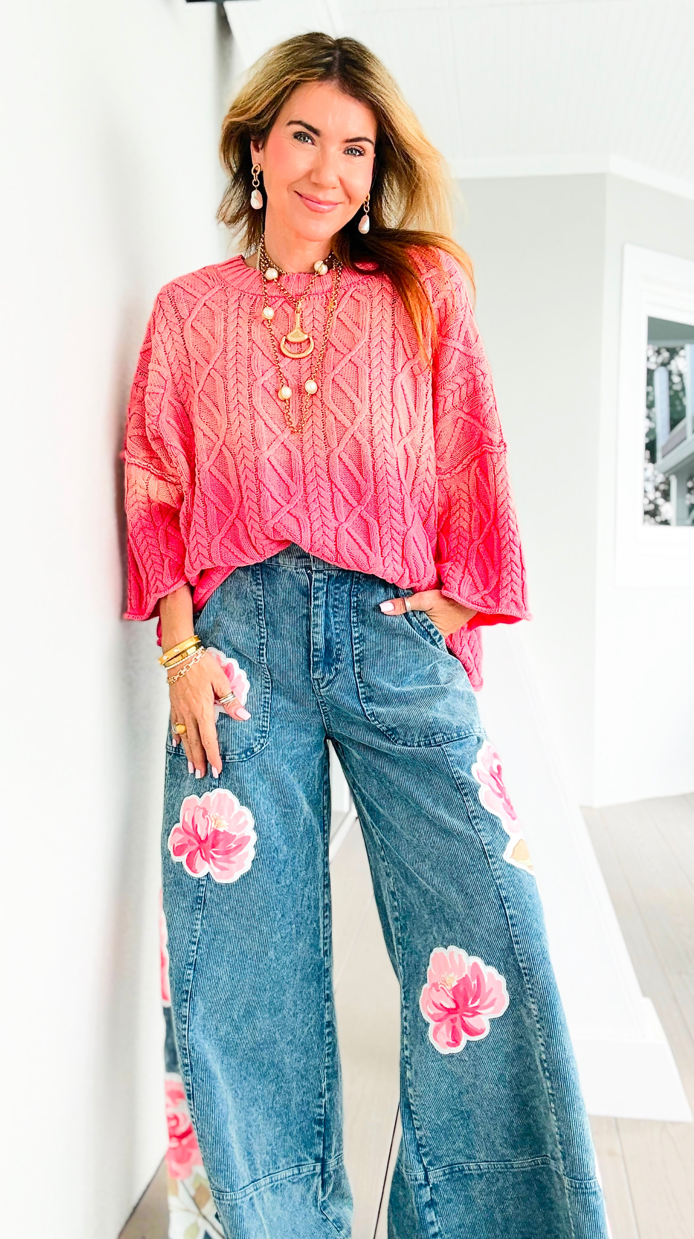 Vintage Blossom Corduroy Pants
