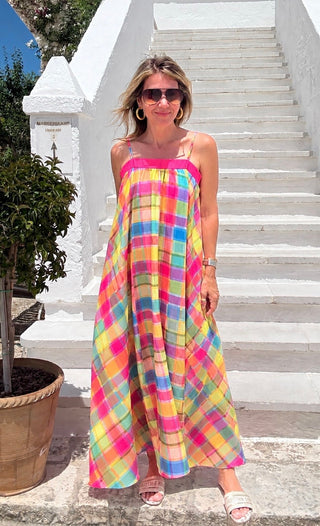 Sunset Plaid Maxi Dress