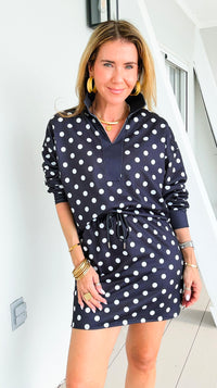 Whimsical Polka Whisper Two-Piece Set - Black