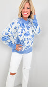 Floral Ribbed Knit Sweater-140 Sweaters-listicle-Coastal Bloom Boutique, find the trendiest versions of the popular styles and looks Located in Indialantic, FL