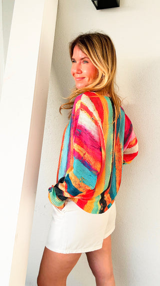 Painted Paradise Lurex Italian St Tropez Knit Top