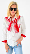 Sailor Chic Button-Down-130 Long sleeve top-PASTEL DESIGN-Coastal Bloom Boutique, find the trendiest versions of the popular styles and looks Located in Indialantic, FL