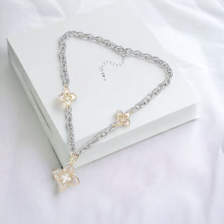 CZ Clover Pendant Station Necklace-230 Jewelry-NYW-Coastal Bloom Boutique, find the trendiest versions of the popular styles and looks Located in Indialantic, FL