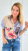 Stripes & Petals Wild Italian Blouse-110 Long Sleeve Tops-Italianissimo-Coastal Bloom Boutique, find the trendiest versions of the popular styles and looks Located in Indialantic, FL