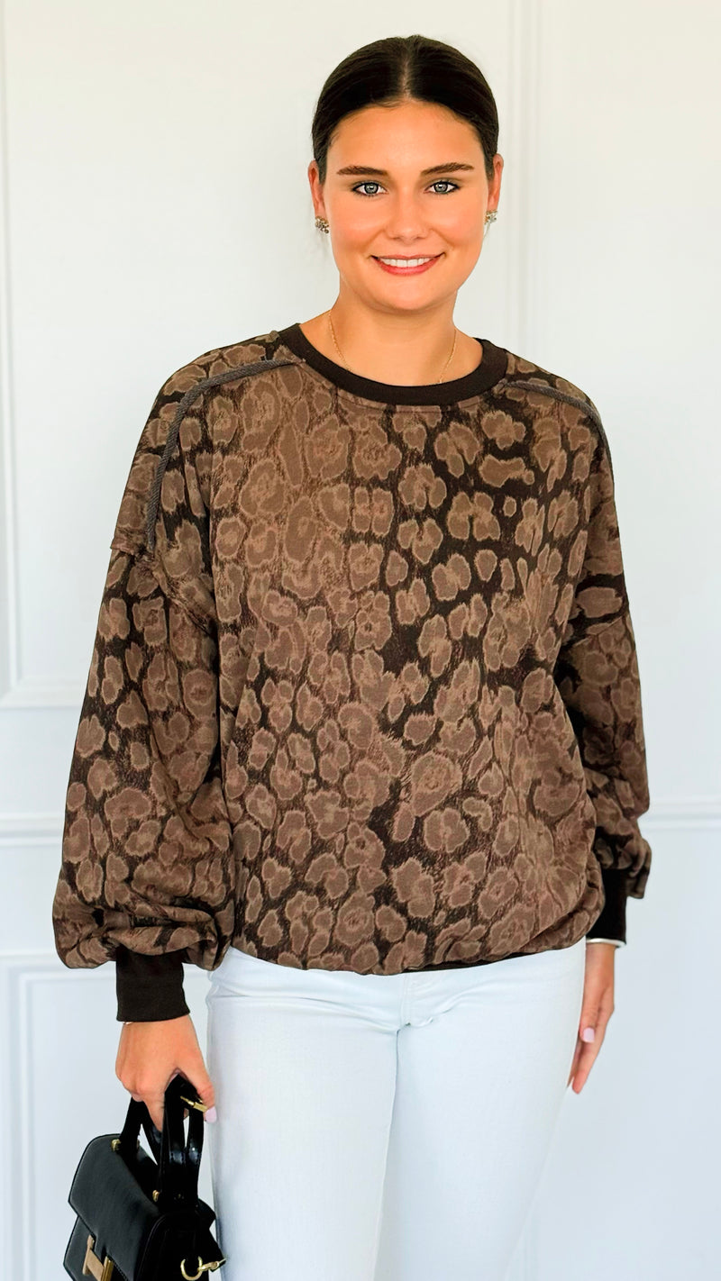 Paw Prism Italian Sweatshirt-Espresso-130 Long Sleeve Tops-Italianissimo-Coastal Bloom Boutique, find the trendiest versions of the popular styles and looks Located in Indialantic, FL