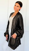 Mirrored Metallic Sugar High Italian Cardigan- Navy/Gold-150 Cardigan Layers-Italianissimo-Coastal Bloom Boutique, find the trendiest versions of the popular styles and looks Located in Indialantic, FL