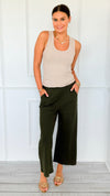 Weekend Flow Pull-On Pants - Dark Olive-170 Bottoms/Shorts-YELETE-Coastal Bloom Boutique, find the trendiest versions of the popular styles and looks Located in Indialantic, FL