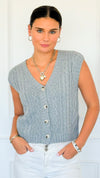 Chunky Cable Sweater Vest - Grey-150 Cardigans/Layers-Be Cool-Coastal Bloom Boutique, find the trendiest versions of the popular styles and looks Located in Indialantic, FL