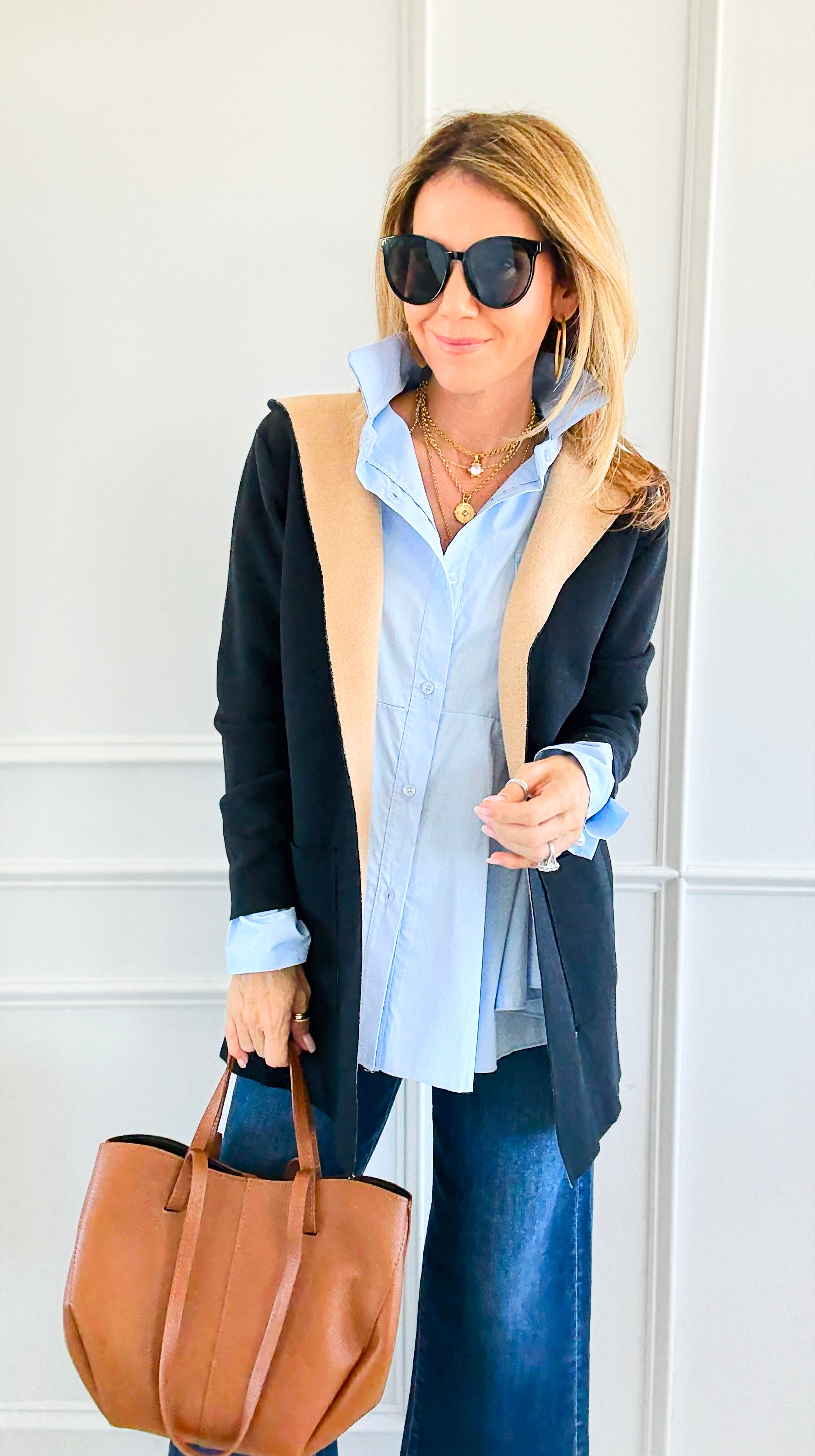 Bonded Color-Blocked Hooded Jacket-160 Jackets-Z STUDIO-Coastal Bloom Boutique, find the trendiest versions of the popular styles and looks Located in Indialantic, FL