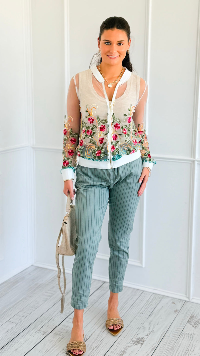 Garden Bloom Embroidered Zip-Up-130 Long sleeve top-in2you-Coastal Bloom Boutique, find the trendiest versions of the popular styles and looks Located in Indialantic, FL