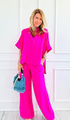 Desert Sunset Draped Set - Hot Pink-210 Loungewear/Sets-ODDI-Coastal Bloom Boutique, find the trendiest versions of the popular styles and looks Located in Indialantic, FL
