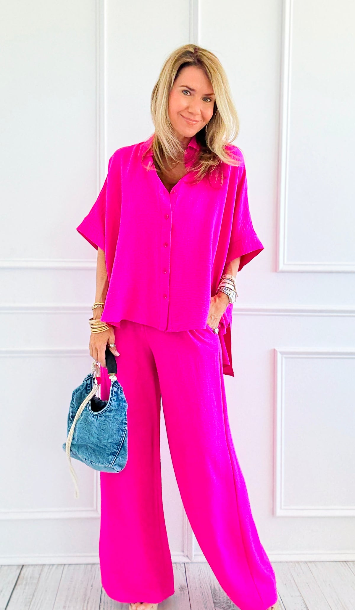 Desert Sunset Draped Set - Hot Pink-210 Loungewear/Sets-ODDI-Coastal Bloom Boutique, find the trendiest versions of the popular styles and looks Located in Indialantic, FL
