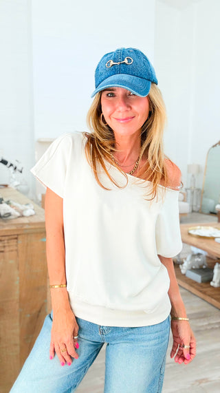 Off-Shoulder Comfort Top - Bone