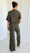 The Art of Staying In Set - Dark Olive-210 Loungewear/Sets-Zenana-Coastal Bloom Boutique, find the trendiest versions of the popular styles and looks Located in Indialantic, FL