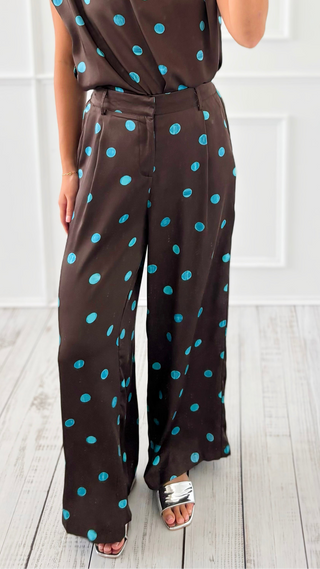 Draped Polka Dot Pant - Blue