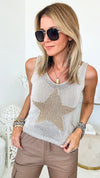 Shining Star Knit Italian Tank Top - Beige-100 Sleeveless Tops-Venti6-Coastal Bloom Boutique, find the trendiest versions of the popular styles and looks Located in Indialantic, FL