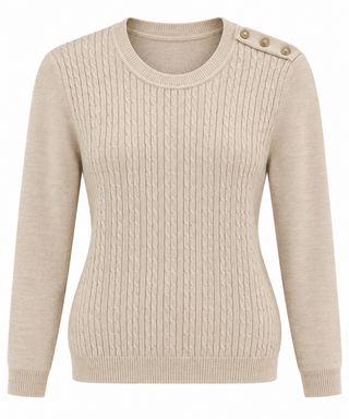 Cable Knit Crew Neck Sweater - Khaki