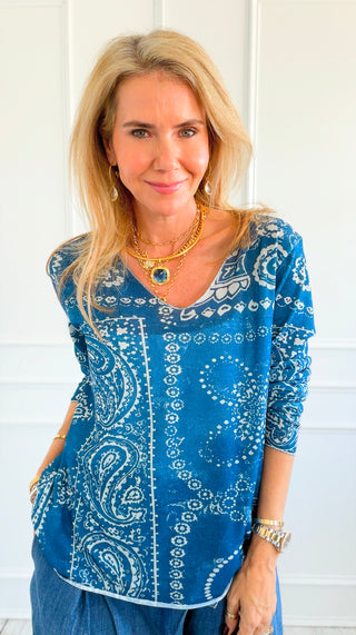 Bandana Chic Lurex Trim Italian Top