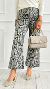 Stretch Wide Leg High Rise Cropped Denim Jean - Snake-190 Denim-Anniewear-Coastal Bloom Boutique, find the trendiest versions of the popular styles and looks Located in Indialantic, FL