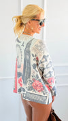 London Rose Italian Boatneck Sweater-140 Sweaters-SORPRESA-Coastal Bloom Boutique, find the trendiest versions of the popular styles and looks Located in Indialantic, FL