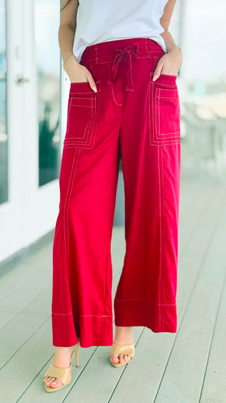 Structured Ease Pants - Red