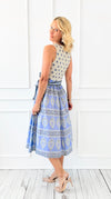 Santorini Breeze Waist Tie Midi Dress-200 Dresses/Jumpsuits/Rompers-VOY-Coastal Bloom Boutique, find the trendiest versions of the popular styles and looks Located in Indialantic, FL