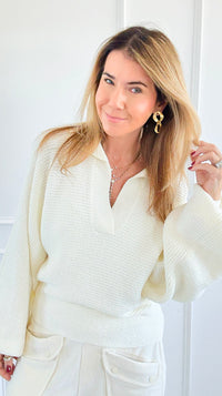 Cloud Nine Knit Sweater - Cream-140 Sweaters-Promesa-Coastal Bloom Boutique, find the trendiest versions of the popular styles and looks Located in Indialantic, FL