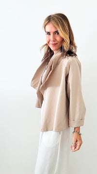 Italian Kaleidoscope Scuba Jacket - Taupe-160 Jackets-Italianissimo-Coastal Bloom Boutique, find the trendiest versions of the popular styles and looks Located in Indialantic, FL