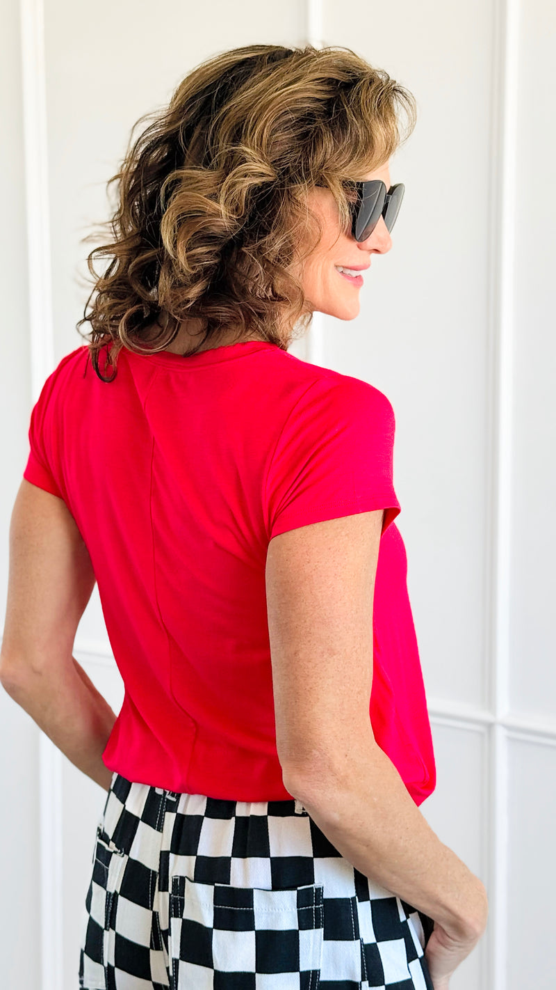 Round Hem Short Sleeve Top - Ruby-110 Short Sleeve Tops-Zenana-Coastal Bloom Boutique, find the trendiest versions of the popular styles and looks Located in Indialantic, FL