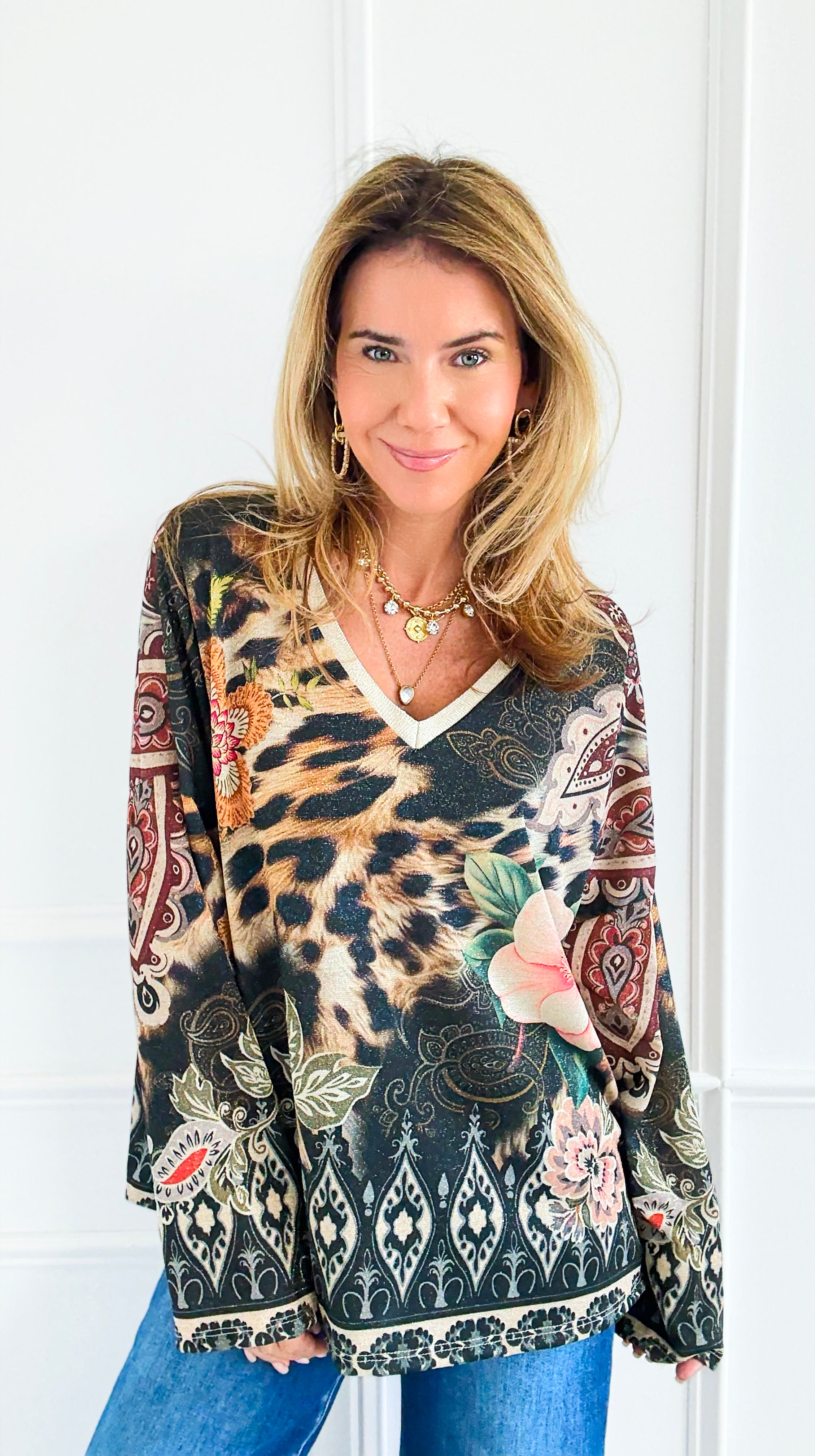 Mixed Media Italian Lurex Sweater-140 Sweaters-Italianissimo-Coastal Bloom Boutique, find the trendiest versions of the popular styles and looks Located in Indialantic, FL