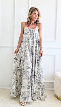 Back Detailing Toile Maxi Dress-200 Dresses/Jumpsuits/Rompers-Aakaa-Coastal Bloom Boutique, find the trendiest versions of the popular styles and looks Located in Indialantic, FL