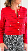 Rouge Riviera Tweed Jacket-160 Jackets-IRIS-Coastal Bloom Boutique, find the trendiest versions of the popular styles and looks Located in Indialantic, FL