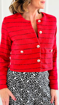 Rouge Riviera Tweed Jacket-160 Jackets-IRIS-Coastal Bloom Boutique, find the trendiest versions of the popular styles and looks Located in Indialantic, FL