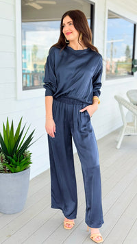 Comfort Silk Touch Italian Long Sleeve Top- Navy