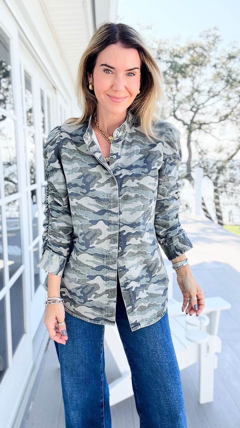 Camo Cinched Printed Jacket-160 Jackets-NoaBoa-Coastal Bloom Boutique, find the trendiest versions of the popular styles and looks Located in Indialantic, FL