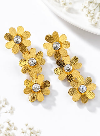 Triple Blooming Beauty Earring - Clear