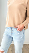 Mid Rise Flare Button Down Jeans - Light-170 Bottoms-RISEN JEANS-Coastal Bloom Boutique, find the trendiest versions of the popular styles and looks Located in Indialantic, FL