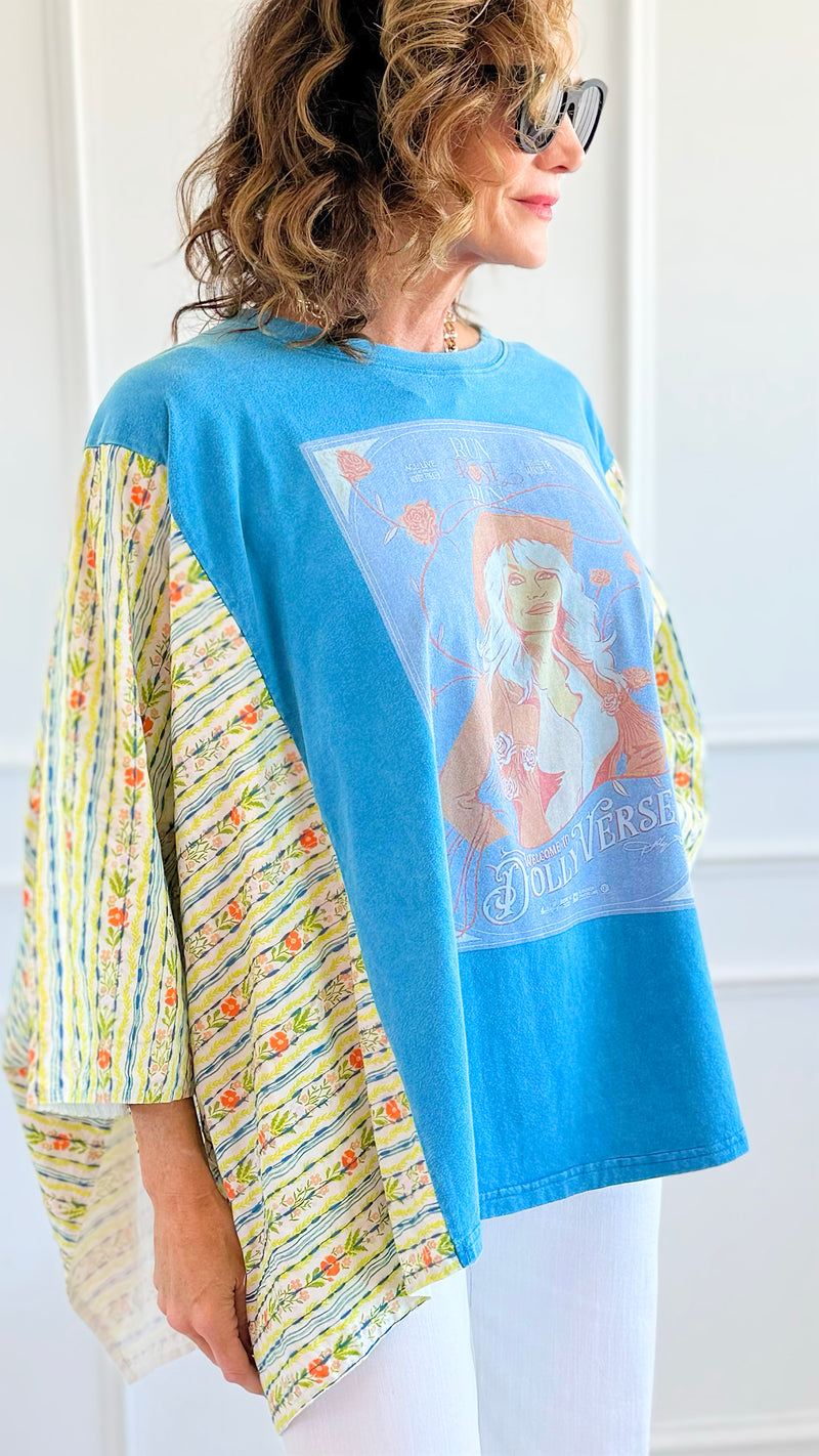 Dollyverse Kantha Poncho Top-150 Cardigan Layers-Blue Velvet-Coastal Bloom Boutique, find the trendiest versions of the popular styles and looks Located in Indialantic, FL