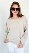 Upscale Comfort Italian Pullover - Beige-140 Sweaters-Italianissimo-Coastal Bloom Boutique, find the trendiest versions of the popular styles and looks Located in Indialantic, FL