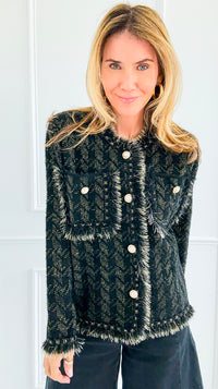 Radiance Edge Italian Jacket- Black-150 Cardigans/Layers-Italianissimo-Coastal Bloom Boutique, find the trendiest versions of the popular styles and looks Located in Indialantic, FL