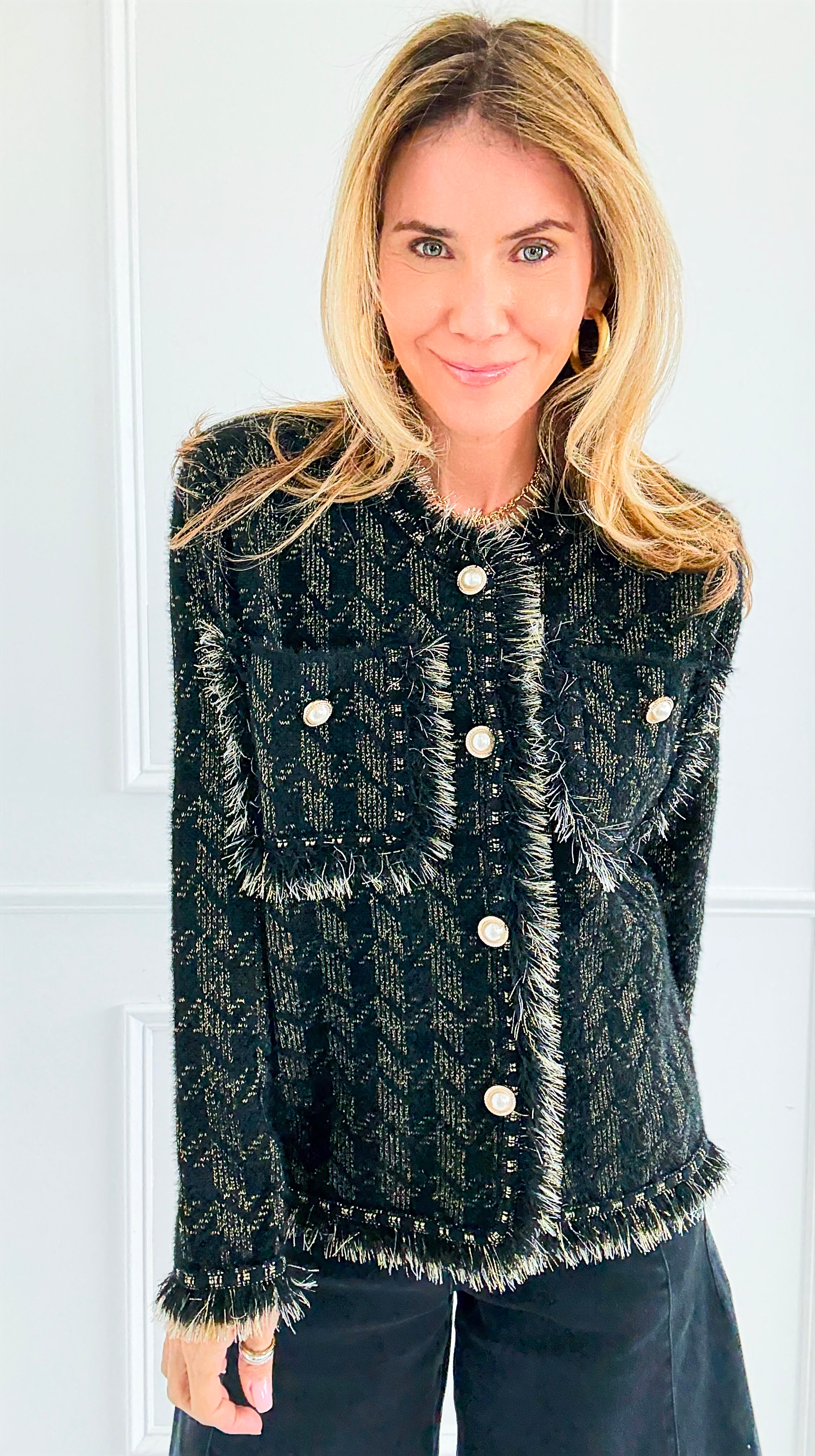 Radiance Edge Italian Jacket- Black-150 Cardigans/Layers-Italianissimo-Coastal Bloom Boutique, find the trendiest versions of the popular styles and looks Located in Indialantic, FL