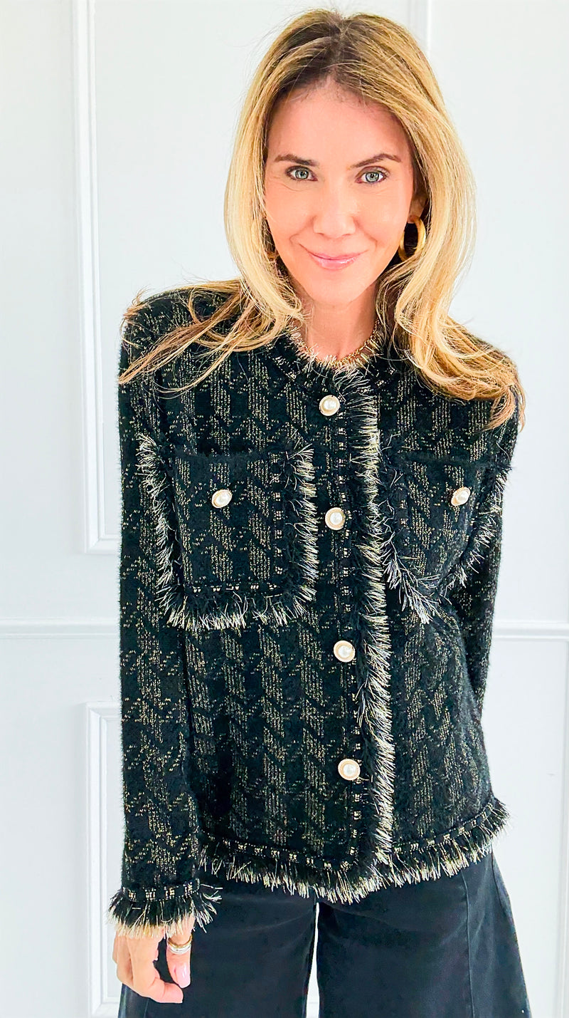 Radiance Edge Italian Jacket- Black-150 Cardigans/Layers-Italianissimo-Coastal Bloom Boutique, find the trendiest versions of the popular styles and looks Located in Indialantic, FL