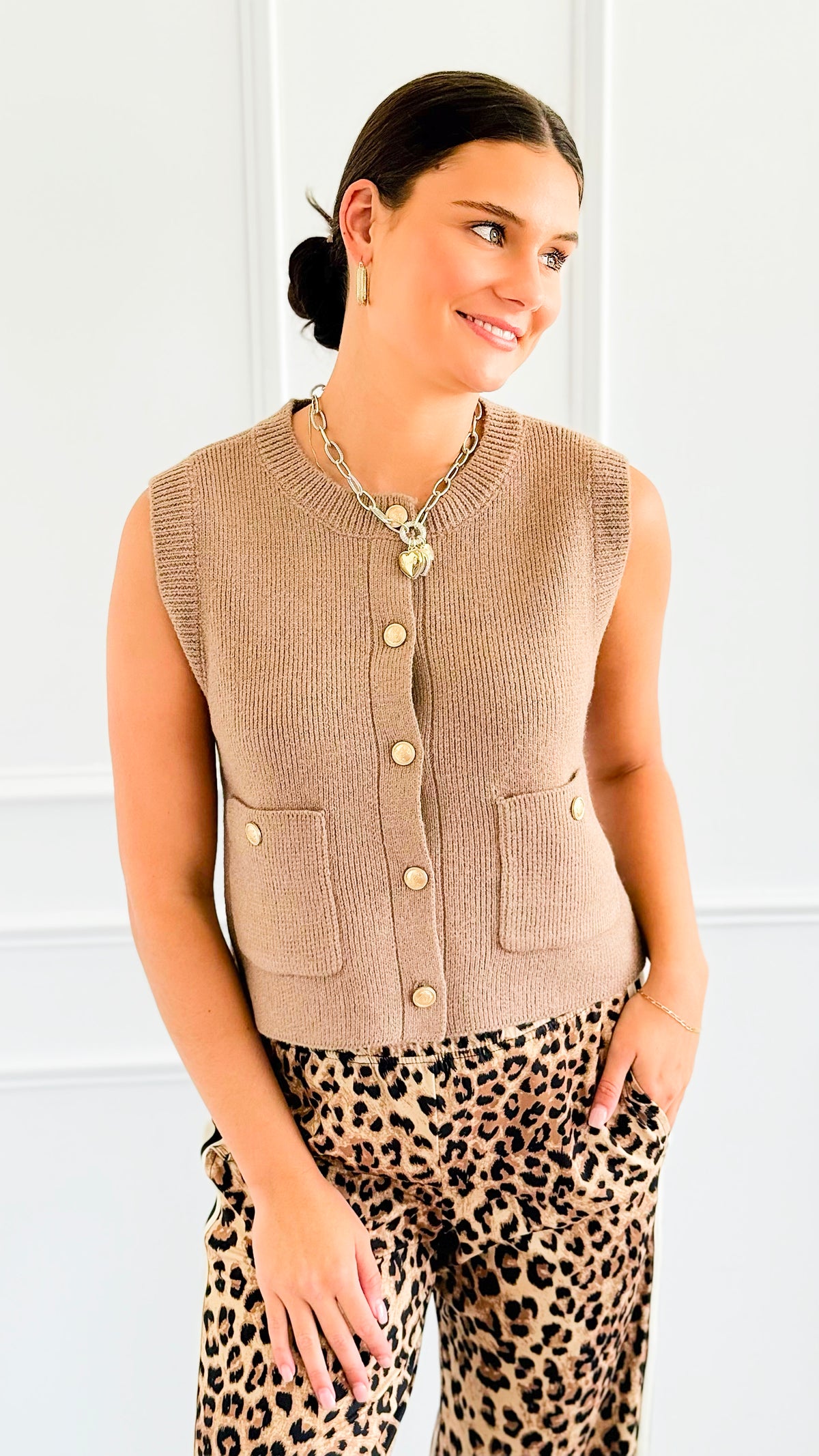 Shielded Charm Sweater Vest- Hazelnut-140 Sweaters-Be Cool-Coastal Bloom Boutique, find the trendiest versions of the popular styles and looks Located in Indialantic, FL