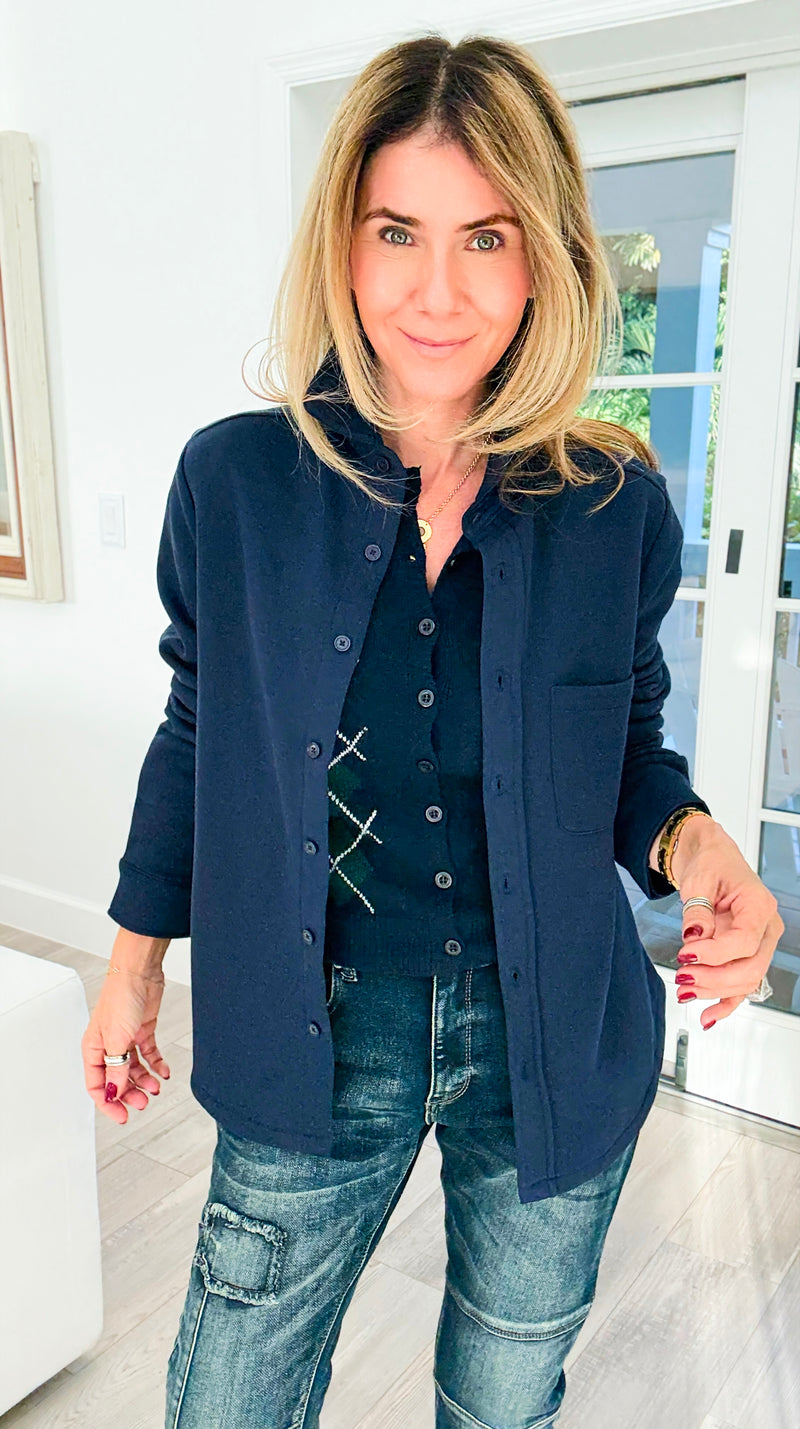 Eileen Fall Shacket - Navy-160 Jackets-Rosio-Coastal Bloom Boutique, find the trendiest versions of the popular styles and looks Located in Indialantic, FL