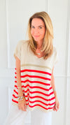 Sailor Stripe Italian Vest- Red-100 Sleeveless Tops-LY PARIS-Coastal Bloom Boutique, find the trendiest versions of the popular styles and looks Located in Indialantic, FL