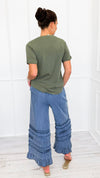 Ruffle Drift Drawcord Tencel Pant-Dk.Denim-100 Pants-EASEL-Coastal Bloom Boutique, find the trendiest versions of the popular styles and looks Located in Indialantic, FL